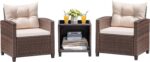 Devoko 3 Pieces Patio Furniture Set, PE Rattan Wicker Patio Set with Two Outdoor Chairs and Table, Upgraded Patio Chairs and Table for Porch, Garden Poolside Balcony - Image 2