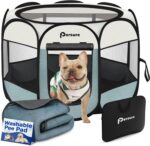 Dog Cat Playpen Indoor Outdoor for Puppy Pet Dogs Cat Recovery After Surgery, Dog Tent Crates Cage Indoor/Outdoor, Portable Pop Up Kennel with Carrying Case for Travel (Grey with Pad, Small) - Image 2