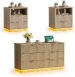 Dresser and Nightstand Sets 3 Piece, Bedroom Set with Charging Station, Large 6 Drawer Dresser for Bedroom and Night Stand Set of 2, Mid Century Modern Bedroom Furniture Set with Motion Sensor Lights - Image 2