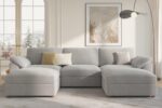 EASE MOOSE Extra Large U Shape Sectional Cloud Couch,Oversized Modular Sectional Cloud Couch,Comfty Deep Modular Sofa with Ottoman for Living RoomLight Gray - Image 2