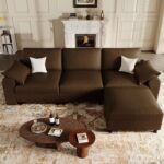 EASE MOOSE Oversized Modular Sectional Sofa, Waterproof & Scratch-Resistant Faux Leather Sofa with Deep Seat, Comfy L-Shaped Sofa with Storage Ottoman, Sectional Couches for Living Room, Dark Brown - Image 2
