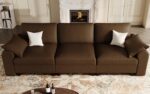 EASE MOOSE Oversized Modular Sectional Sofa, Waterproof & Scratch-Resistant Faux Leather Sofa with Deep Seat, Comfy Loveseat Sofa for Living Room and Small Place, Dark Brown - Image 2