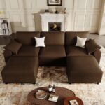EASE MOOSE Oversized Modular Sectional Sofa, Waterproof & Scratch-Resistant Faux Leather Sofa with Deep Seat, Comfy U-Shaped Sofa with Storage Ottoman, Sectional Couches for Living Room, Dark Brown - Image 2
