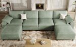 EASE MOOSE Oversized Modular Sectional Sofa, Waterproof & Scratch-Resistant Faux Leather Sofa with Deep Seat, Comfy U-Shaped Sofa with Storage Ottoman, Sectional Couches for Living Room, Green - Image 2