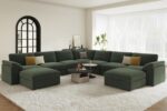 EASE MOOSE Oversized Modular Sectional Sofa with Ottoman, Modern Luxury Wide Deep Modular Couch, U Shaped Couch for Big Spaces Living Room,Green - Image 2