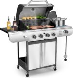 Electactic 4-Burner Gas Grill with Side Burner,Stainless Steel Propane Grill with Porcelain-Enameled Grills,Built-In Thermometer,42000BTU BBQ Grill for Outdoor Cooking and Patio Barbecues - Image 2