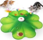 FEELNEEDY Rechargeable Cat Toys, 2 in 1 Hide and Seek Game Interactive Cat Toy, Movable LED Red Dot, Moving Concealed Feathers, Durable Exercise Toys for Indoor Cats, Bored Adult Cats Wand Toy - Image 2