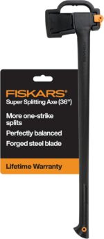 Fiskars 36" Super Splitting Axe, Wood Splitter for Medium to Large Size Logs, with Shock-Absorbing FiberComp Handle, Lawn and Garden Tool, 6 pounds, Black - Image 2