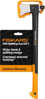 Fiskars X28 Splitting Axe 28", Forged Steel Blade for More One-Strike Splits on Medium Logs, Shock-Absorbing FiberComp Handle & Low-Friction Coating for Easy Removal & Rust Protection - Image 2