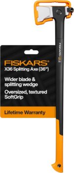 Fiskars X36 Super Splitting Axe 36", Forged Steel Blade for More One-Strike Splits on Large Logs, Shock-Absorbing FiberComp Handle & Low-Friction Coating for Easy Removal & Rust Protection - Image 2