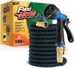 Flexi Hose Expandable Garden Hose with 8 Function Nozzle, 100FT - Lightweight Retractable Garden Hose, Water Hose - No-Kink Flexibility, 3/4 Inch Solid Brass Fittings and Double Latex Core - Image 2