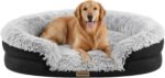 Fluffy Orthopedic Dog Bed for Large & Extra Large Dogs, Calming Plush Sofa Bed with Curved Bolster Support and Egg-Crate Foam Base, 43" Cozy Oval Pet Donut Bed with Washable Cover, Gray - Image 2