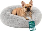 Furhaven 30" Round Calming Donut Dog Bed for Medium/Small Dogs, Refillable w/ Removable Washable Cover, Up to 45 lbs - Shaggy Plush Long Faux Fur Donut Bed -Mist Gray, Medium,30.0"L x 30.0"W x 10.0"Th - Image 2