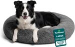 Furhaven 36" Round Calming Donut Dog Bed for Large/Medium Dogs, Refillable w/ Removable Washable Cover, For Dogs Up to 75 lbs - Shaggy Plush Long Faux Fur Donut Bed - Gray, Large - Image 2