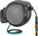 GARDENA (20500) Retractable Garden Hose Reel 50' x 1/2" hose, Wall Mounted, Automatic Retraction & Length Lock for Easy Watering. Heavy Duty Swivel Bracket 180°, Includes Nozzle. Made in Europe - Image 2