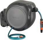 GARDENA Retractable Garden Hose Reel - 100 Feet - Auto Retract Hose Reel with 180° Swivel Wall Mount - Heavy Duty - Integrated Spray Nozzle - 08055 - Image 2
