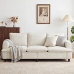 GRUSIGN 3 Seater Couch, 83" Comfy Corduroy Sofa with Deep Seat, Modern Sofa Couch for Living Room, Office, Bedroom, Apartment (Pillows not Included) - Image 2