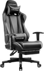GTPLAYER Gaming Chair with Footrest, Ergonomic Computer Game Desk Chair, Reclining Game Chair Seat Height Adjustment, Swivel Rocker with Headrest and Lumbar (Grey) - Image 2