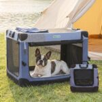 Gardner Pet 26 Inch Folding Soft Dog Crate -3 Door Collapsible Dog Crate with 2 Storage Bags and Fleece Bed, Portable Pet Travel Kennel for Puppy/Small Dogs Indoor & Outdoor, Blue - Image 2