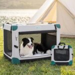 Gardner Pet 36 Inch Folding Soft Dog Crate -3 Door Collapsible Dog Crate with 2 Storage Bags and Fleece Bed, Portable Dogs Travel Kennel for Medium/Large Dogs Indoor & Outdoor, Grey - Image 2