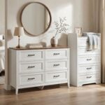 Gizoon 2-Piece Bedroom Furniture Set – Includes a 5 Drawer Dresser, a 6 Chest of Drawers,Modern Farmhouse Dresser Set, Ideal for Bedroom, Living Room - Image 2