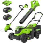 Greenworks 48V (24V x 2) 17" Brushless Mower+12" String Trimmer +320CFM Blower,(2) 4.0Ah Batteries and 2A Dual Port Charger - Image 2