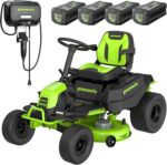 Greenworks 80V 42' Riding Lawn Mower (2 Acre, 32 HP Gas Equivalent, 5 MPH, Cargo Bin, Tow Up to 200 lbs.), (4) 5.0Ah Batteries (1,600 Wh Max) + Turbo Wall Charger - Image 2