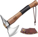 Grumpy Bear 15" Survival Axe Camping Hatchet – Forged High Carbon Steel Blade with Walnut Wood Handle – Anti-Slip Grip – Ideal for Bushcraft, Wood Splitting & Outdoor Adventures Sliver - Image 2