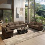 HERA'S HOUSE 3 Pieces Modular Sectional Sofa Sets, Oversized Couch Set with Loveseats and Armchair, Comfy Cloud Couches with Pillows, 6-Seater Deep Seat Sofa for Living Room, Chenille Grayish Brown - Image 2