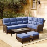 HILLGA 4-Piece Luxury Patio Furniture Set with 6" Thick Cushions, Weather-Resistant Wicker High Back Swivel Rocker Chairs,Senior-Friendly Outdoor Corner Sofa Set for Deck,Yard and Poolside,Blue(V2) - Image 2