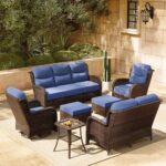 HILLGA 7-Piece Luxury Patio Furniture Set with 6" Thick Cushions, Weather-Resistant Wicker High Back Swivel Rocker Chairs, Senior-Friendly Outdoor Loveseat Set for Large Deck and Poolside, Blue(V2) - Image 2