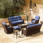 HILLGA 8-Piece Luxury Patio Furniture Set with 6" Thick Cushions, Weather-Resistant Wicker High Back Swivel Rocker Chairs, Senior-Friendly Outdoor Sofa Set for Large Deck, Yard and Poolside, Blue(V2) - Image 2