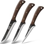 HOSHANHO Butcher Knife Set 3-Piece, Super Sharp Hand Forged Fillet Knife & Dividing Knives & Paring Knives Set, Upgraded High Carbon Stainless Steel Meat Cutting for Home, Outdoor - Image 2
