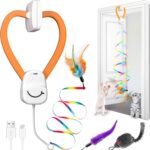 Interactive Cat Toys for Indoor Cats,Automatic Hanging Electric Cat Teaser,USB-Rechargeable,Enrichment Chase,Flying Bird Feather Mouse Wand,Safe Self Play for Bored Multi Cats Households - Image 2