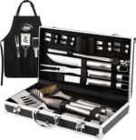 Kaluns Grilling Accessories, Dad Gifts for Fathers Day, Grilling Gifts, Heavy Duty Stainless Steel BBQ Tool Set for Outdoor Grill with Aluminum Case and Apron, Birthday Gifts for Men Women - Image 2