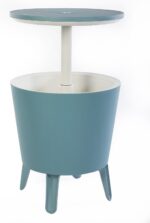 Keter Modern Cool Bar Outdoor Patio Furniture and Hot Tub Side Table with 7.5 Gallon Beer and Wine Cooler, Teal - Image 2
