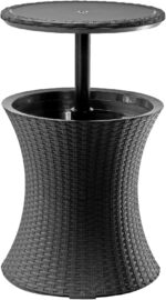 Keter Pacific Cool Bar Outdoor Patio Furniture and Hot Tub Side Table with 7.5 Gallon Beer and Wine Cooler, Dark Grey - Image 2