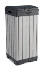 Keter Rockford Resin 38 Gallon Outdoor Kitchen Trash Can with Lid and Drip Tray for Easy Cleaning-Perfect for Patio Dining, Grey - Image 2