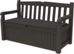 Keter Solana 70 Gallon Storage Bench Deck Box for Patio Furniture, Front Porch Decor and Outdoor Seating – Perfect to Store Garden Tools and Pool Toys, Brown/Brown - Image 2