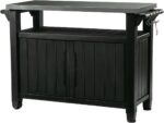 Keter Unity XL Portable Outdoor Table with Stainless Steel Top for Kitchen Prep and Outdoor Storage Cabinet for Grilling Accessories, Dark Grey - Image 2
