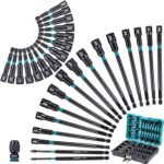 LIBRATON 31PCS Magnetic Nut Driver Set, 1/4" Impact Drill Driver Bit Set, Long Nut Drivers 6INCH, Metric & SAE Nut Drivers for Impact Drill, Socket Set, Impact to Hex Converter, PH1, PH2, Storage Box - Image 2