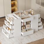 LIVAUVEAD Closet Island with Drawers, Wardrobe Armoire Bedroom Island, Glass Display Shelf & 12 Drawers, White Dresser with Glass Top, Walk-in Closet Island for Bedroom, Cloakroom - Image 2