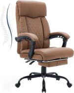 Leather Office Chair with footrest, Quilted Back, 360°Swivel - Image 2