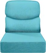 Luxury 6 Inch Smile Outdoor Cushions - 1 Set 24x24 Deep Seat Water-Resistant Patio Furniture Replacement Cushion for Wicker Wood Metal Chair Glider Rocker Loveseat Sofa - Turquoise - Image 2