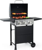 MASTER COOK 3 Burner BBQ Propane Gas Grill, 472 Sq. In. Cooking Area, 30,000 BTU Stainless Steel Barbecue Grill with Two Foldable Shelves for Outdoor Patio, Backyard - Image 2