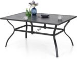 MFSTUDIO Outdoor Patio Dining Table, 6 Person Metal Patio Furniture Table with 1.57" Umbrella Hole for Deck,Backyard,Lawn,Garden (Black) - Image 2