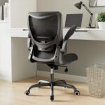 MUXX.STIL Office Chair, Ergonomic Desk Chair with Adjustable Lumbar Support and Flip up Armrest, Breathable Mesh Computer Chair for Home Office, Black - Image 2