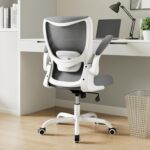 MUXX.STIL Office Chair, Ergonomic Desk Chair with Adjustable Lumbar Support and Flip up Armrest, Breathable Mesh Computer Chair for Home Office, Gray - Image 2