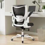 MUXX.STIL Office Chair, Ergonomic Desk Chair with Adjustable Lumbar Support and Flip up Armrest, Breathable Mesh Computer Chair for Home Office, White - Image 2