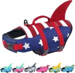 Malier Dog Life Jacket, High Buoyancy Shark Swimsuit, Ripstop American Flag, Medium, Red & Dark Blue - Image 2